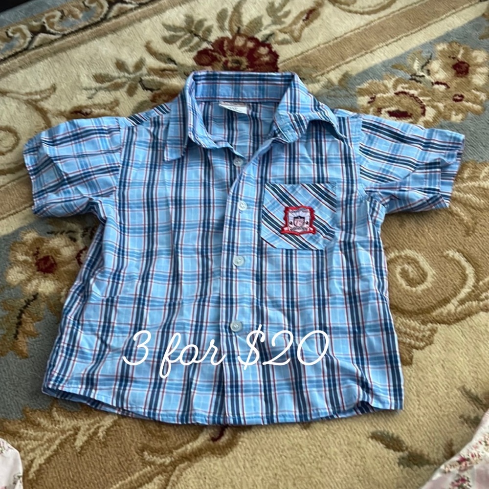 Urban Extreme plaid blue& red short sleeve button down shirt 4T 3itemsfor$20